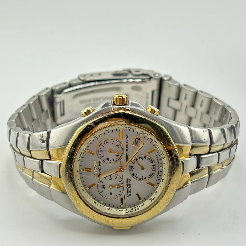 Citizen Eco-Drive E811 Chronograph Perpetual Calendar Two-Tone Men’s Watch 017